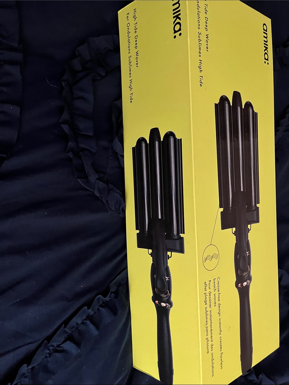 amika Triple Barrel Waver in Black with Yellow Box